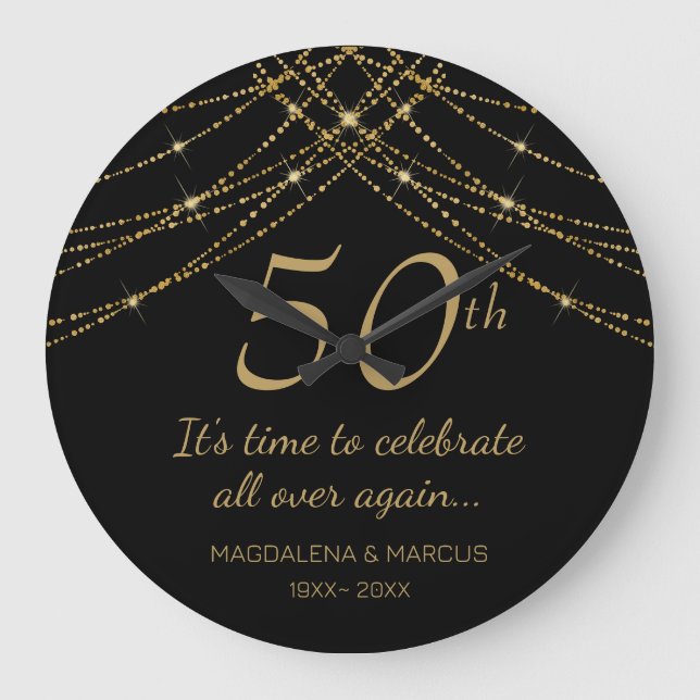 Guldsträng Bröllopsjubileum Stor Klocka (Framsida)