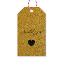 Guldstrukturerade hjärta med anpassade namnetikett