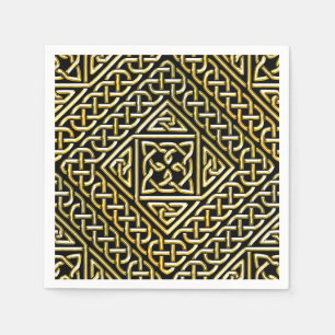 Guldsvarten kvadrerar det ShapeCelticKnotwork Pappersservett