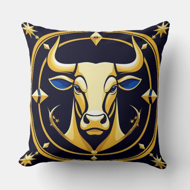 GuldTaurus Oxe I Kosmisk Zodiakcirkel Kudde (Framsida)