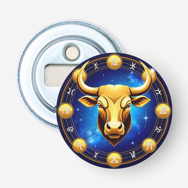GuldTaurus-tjur i kosmisk zodiakuscirkel Flasköppnare (Framsidan)