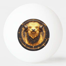 GuldTaurus-tjur inom ett cirkulärt zodiakshjul Pingisboll