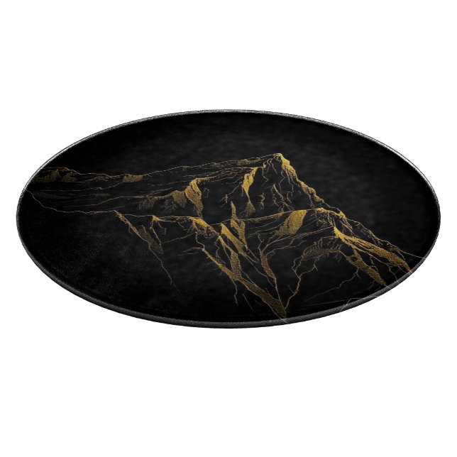 Guldtexturerad abstrakt bergslinjär konst (Hörn)
