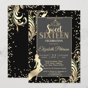 Guldtiara Höga Klackar Diamanter Tjej Sweet 16 Fes Inbjudningar
