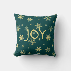 guldtonsnowflake mönster teal kudde