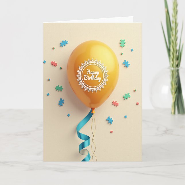 Guldtråd Ballong Kort (Framsida)