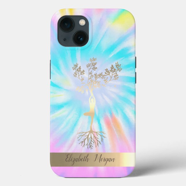Guldträdssilhuett, yogainstruktör Tie Dye  (Baksida)