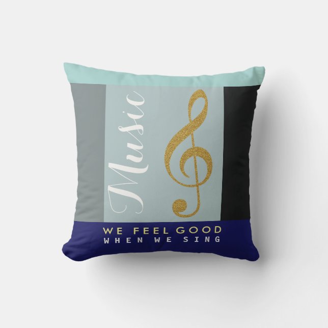 Guldtreble clef note, underbar musik kudde (Framsida)