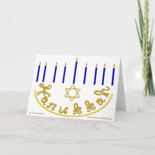 Guldtyg Font Stjärna av David Menorah Hanukkah Helgkort