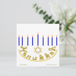 Guldtyg Font Stjärna av David Menorah Hanukkah Kort