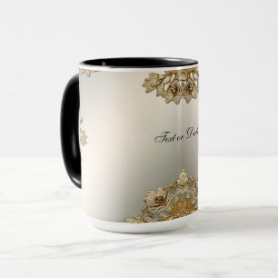 Guldutsmyckad blomkruka mugg