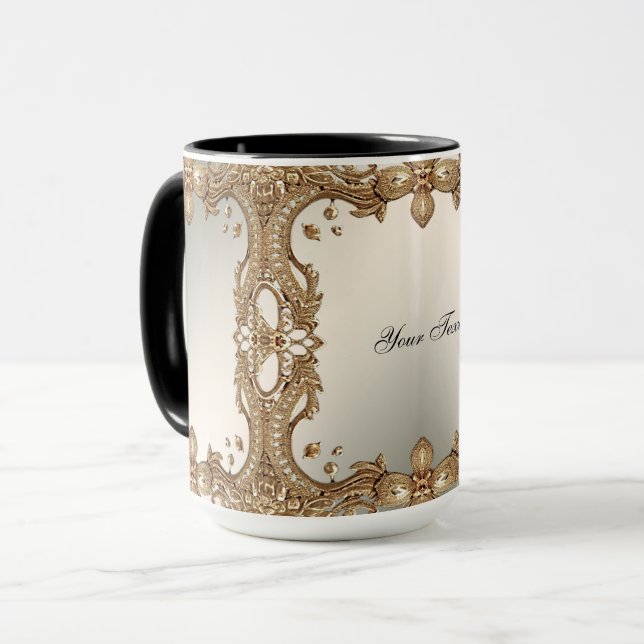 Guldutsmyckad ram mugg (Framsida vänster)