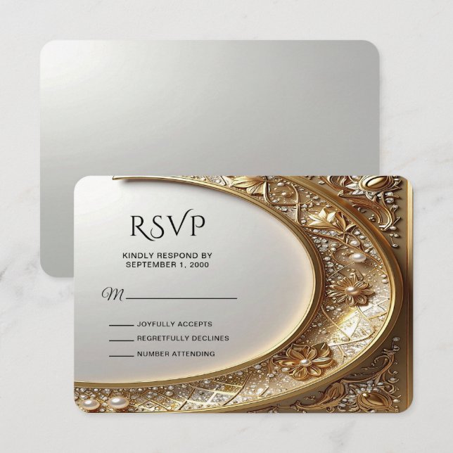 Guldutsmyckad ram RSVP-kort OSA Kort (Fram/baksida)