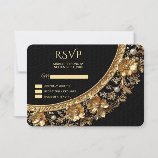 Guldutsmyckad ram RSVP-kort OSA Kort