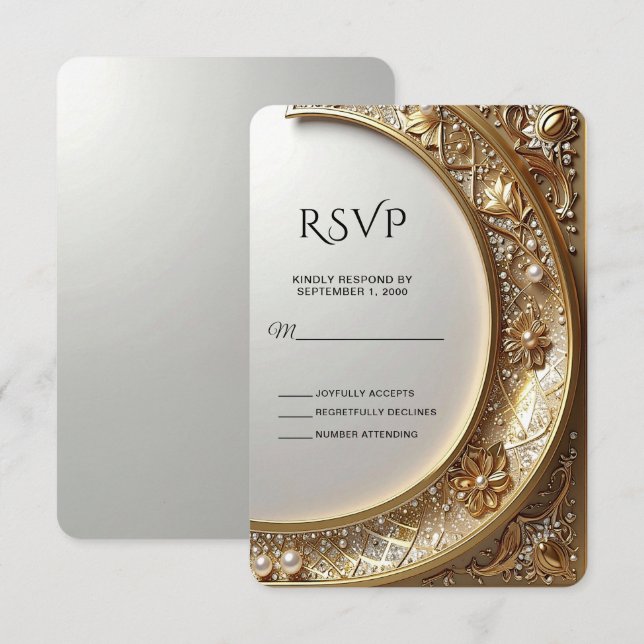 Guldutsmyckad ram RSVP-kort OSA Kort (Fram/baksida)