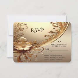 Guldutsmyckat Blommigt RSVP-kort OSA Kort