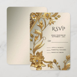 Guldvågiga blad Blommig RSVP-kort OSA Kort