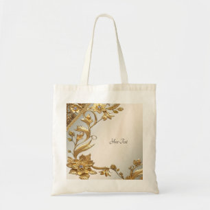 Guldvågiga blad Blommig Totebag Tygkasse