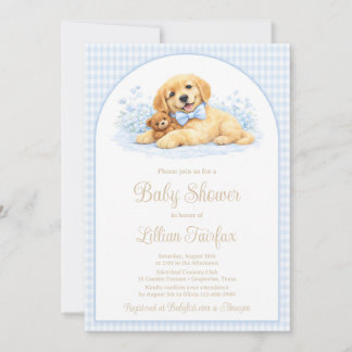 Guldvalp Baby Shower Inbjudan för Pojke – Blå