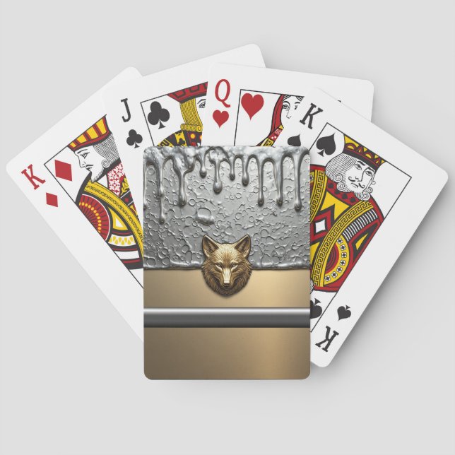 Guldvargrelief med metallyteffekt 🐺 casinokort (Baksidan)