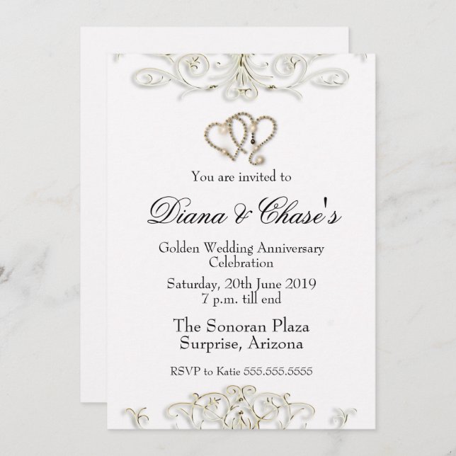 Guldvirvel 50-årsjubileumsinbjudan inbjudningar (Fram/baksida)