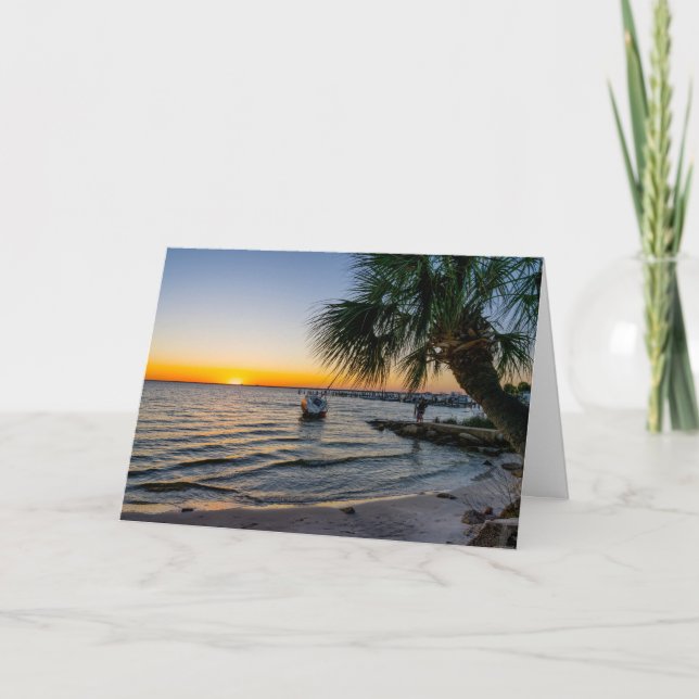 Gulf Breeze Florida Solnedgång Grattiskort Kort (Framsida)