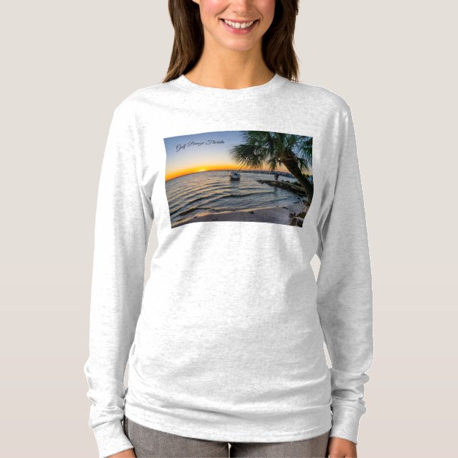 Gulf Breeze Florida Solnedgång Långärmad T-shirt (Framsida)