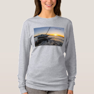 Gulf Breeze Segelbåt Pir Sunset Långärmad T Shirt