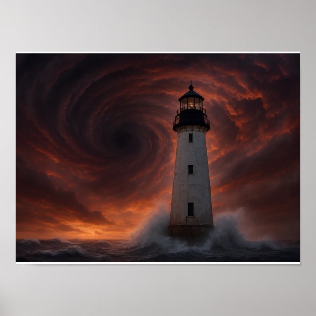 Gulf Coast Storm Poster - Lighthouse Hurricane Art (Framsidan)
