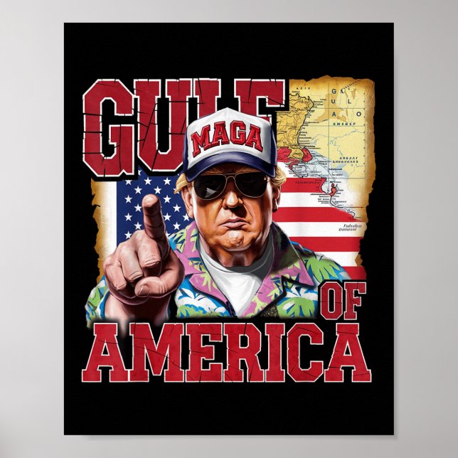 Gulf Of Usa Amerika Trump Hälsning Från Poster (Framsidan)