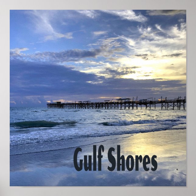 Gulf Shores Alabama Beach Sunrise Pier Poster (Framsidan)