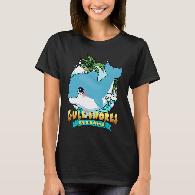GULF SHORES ALABAMA Cute Baby Dolphin Beach Souven T Shirt (Framsida)