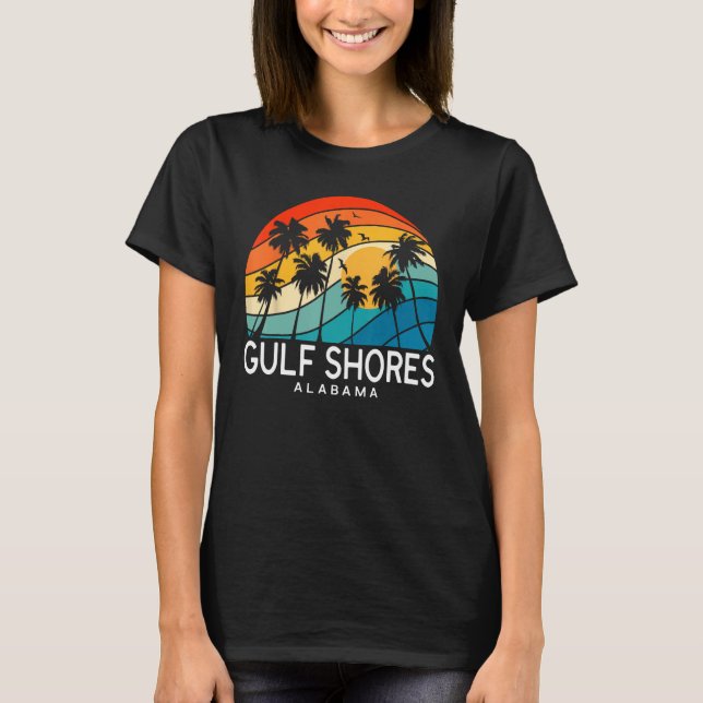 Gulf Shores Alabama Palm Tree Tropical Beach Souve T Shirt (Framsida)