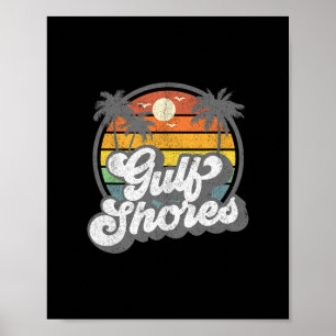 Gulf Shores Alama Semester Palmträd Retro Strand 7 Poster