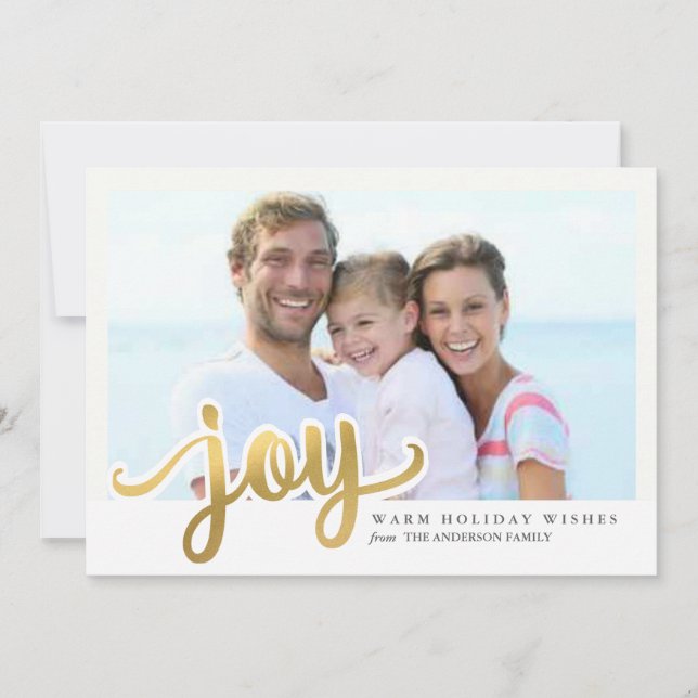 Gulfeldseffekt Jul Joy Hand-skriptfoto Julkort (Framsida)