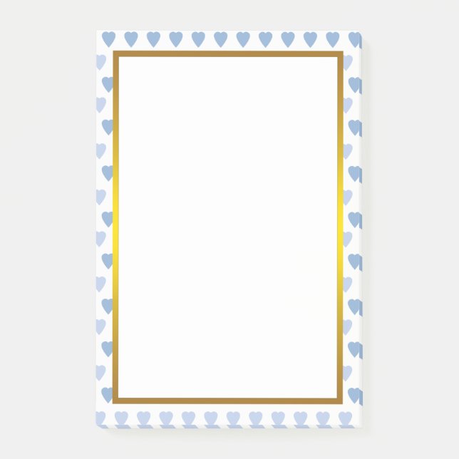 Gulfenad blått Kärlek Heart Mönster Valentine Post-it Block (Framsida)