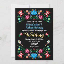 Gulfenad Blommigt Mexikanska Bröllop Fiesta Card Inbjudningar