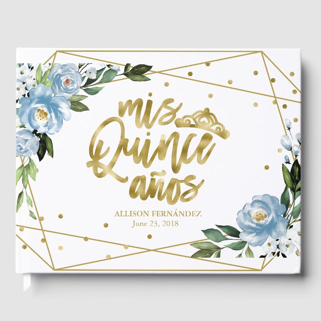 Gulfenad Blommigt Quinceanera Party Gästböcker (Framsida)
