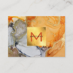 Gulfenad Elegant Grått Amber Monogram Anpassnings Visitkort