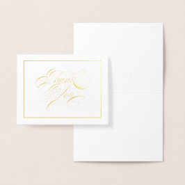Gulfenad Elegant Kalligrafi Tackkort Folierat Kort
