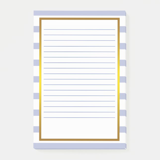 Gulfenad Grått Rand, vit Linjer Post-it Block (Framsida)