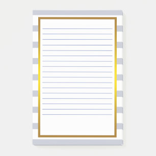 Gulfenad Grått Rand, vit Linjer Post-it Block