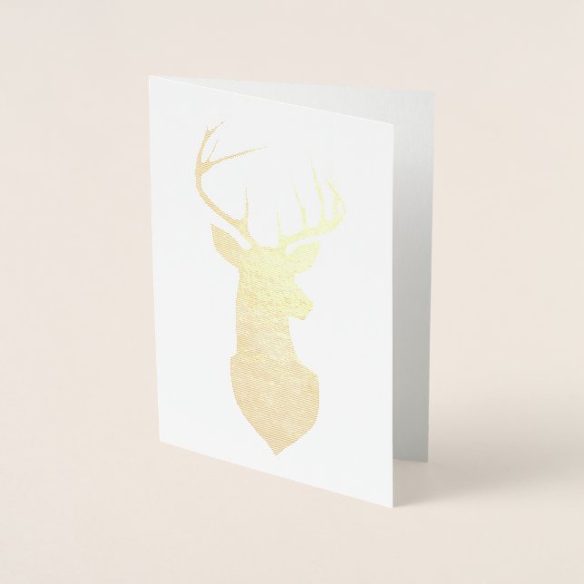 Gulfenad Hjort Silhouette med Majestic Antlers Folierat Kort (Framsida)