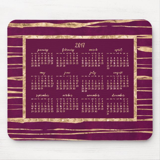 Gulfenad Magenta Årskalender 2017 Mus mattor Musmatta (Framsidan)
