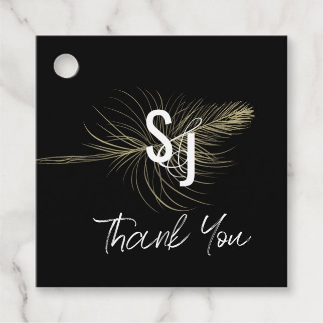 Gulfenad olja Hand plockade Bröllop Feather Bröllo Gåvor Etiketter (Framsida)