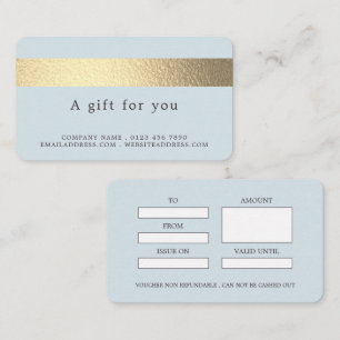 Gulfenad olja Rand på pulverblått giftcertifikat Visitkort