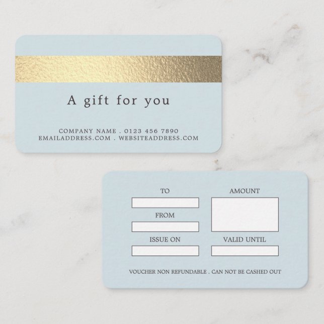 Gulfenad olja Rand på pulverblått giftcertifikat Visitkort (Fram/baksida)