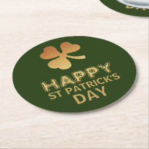 Gulfenad Shamrock, St patrick's day Underlägg Papper Rund