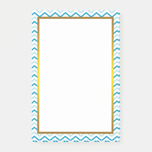 Gulfenad tonfisk Teal Chevron Zigzag Mönster Post-it Block (Framsida)
