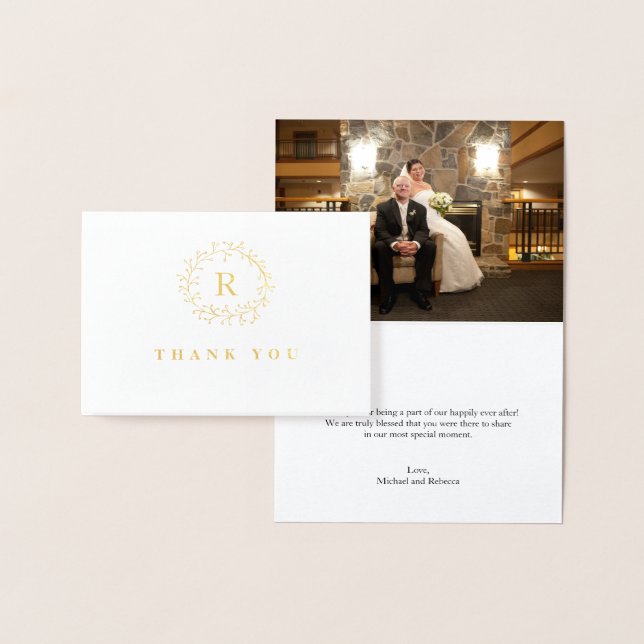 Gulfenad Twig och berrys andedräkt Bröllop Tack Folierat Kort (Display)